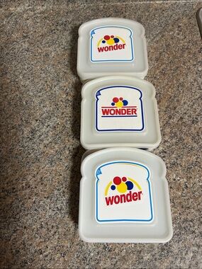 3 Vintage Wonder Bread Sandwich Keepers for your Lunch Box.